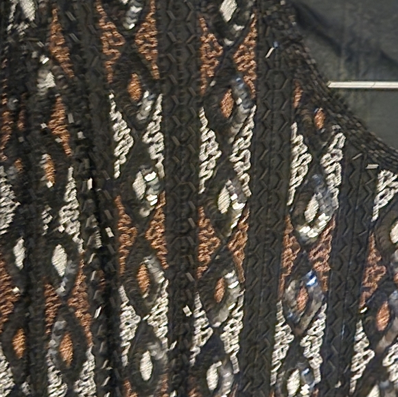 Vintage 1990s beaded jacket. Jennifer lable. Medium.black white and bronze - Picture 2 of 5
